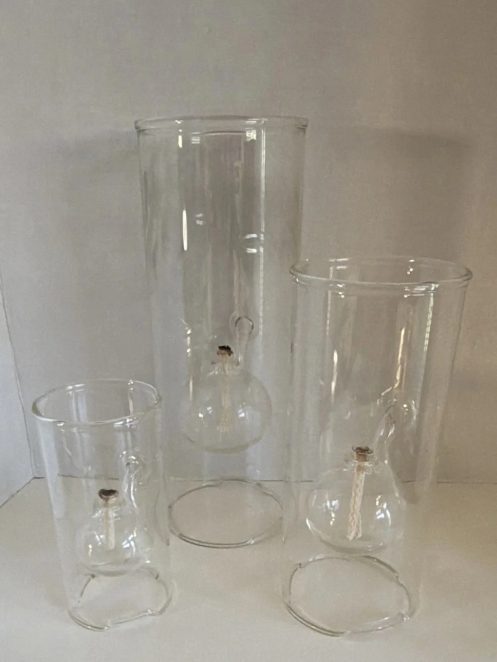 Wolfard Clear Glass Hurricane Vintage Oil Lamps Set of 3 w/ Wick & Boxes